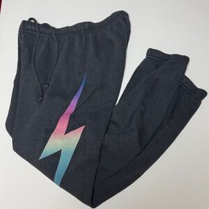 Aviator Nation Gray Unisex Sweatpants with LIghtning Bolt Logo - XS